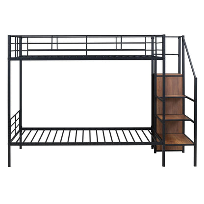 Bunk Bed With Lateral Storage Ladder and Wardrobe