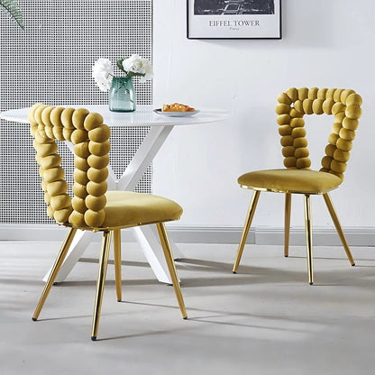 Modern Chair With Iron Tube Legs and Cushions