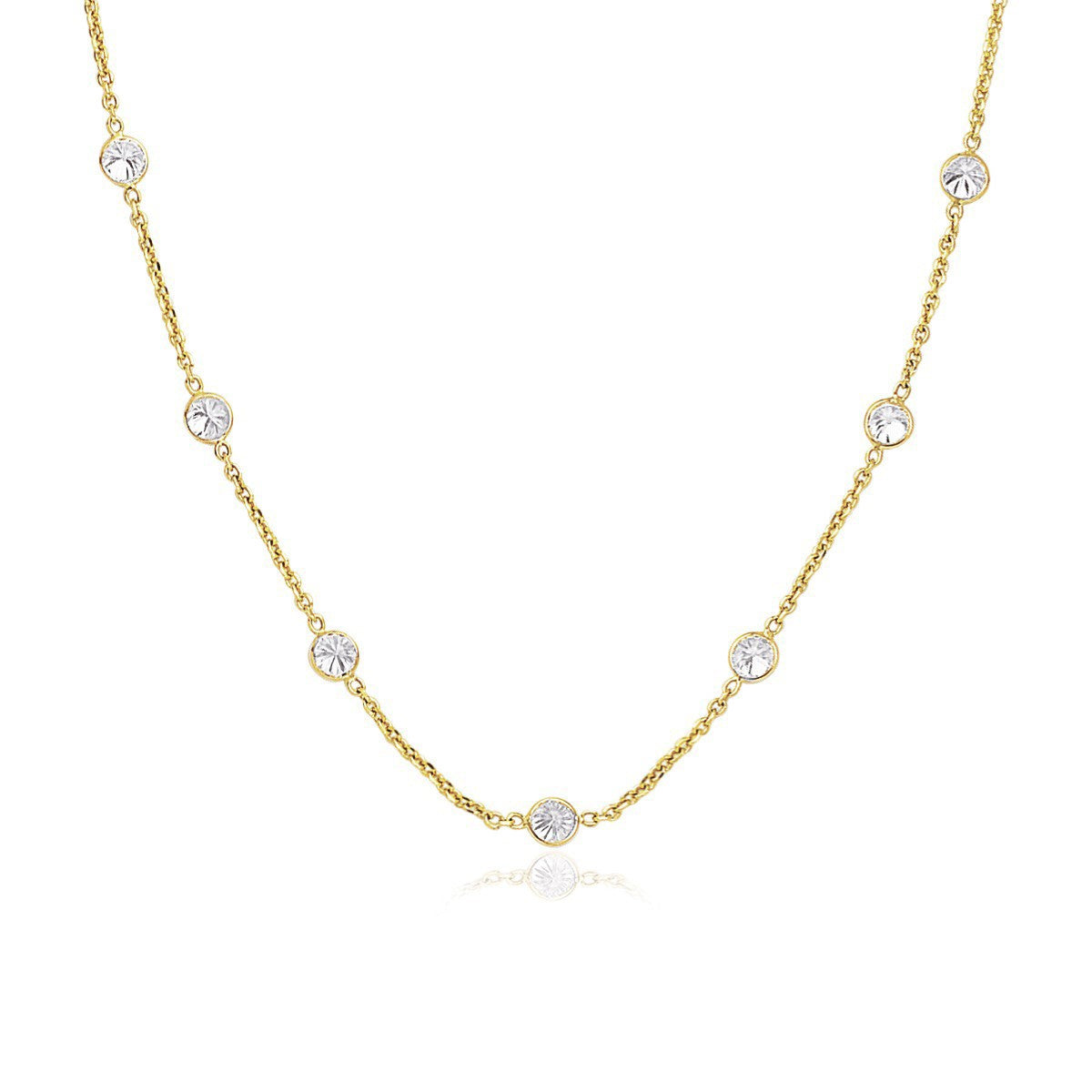 Necklace 14k yellow gold CZ by the Yard long links with bezel-set round stones by Bids.com on Tampa Home & Garden Store