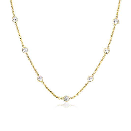 Necklace 14k yellow gold CZ by the Yard long links with bezel-set round stones by Bids.com on Tampa Home & Garden Store