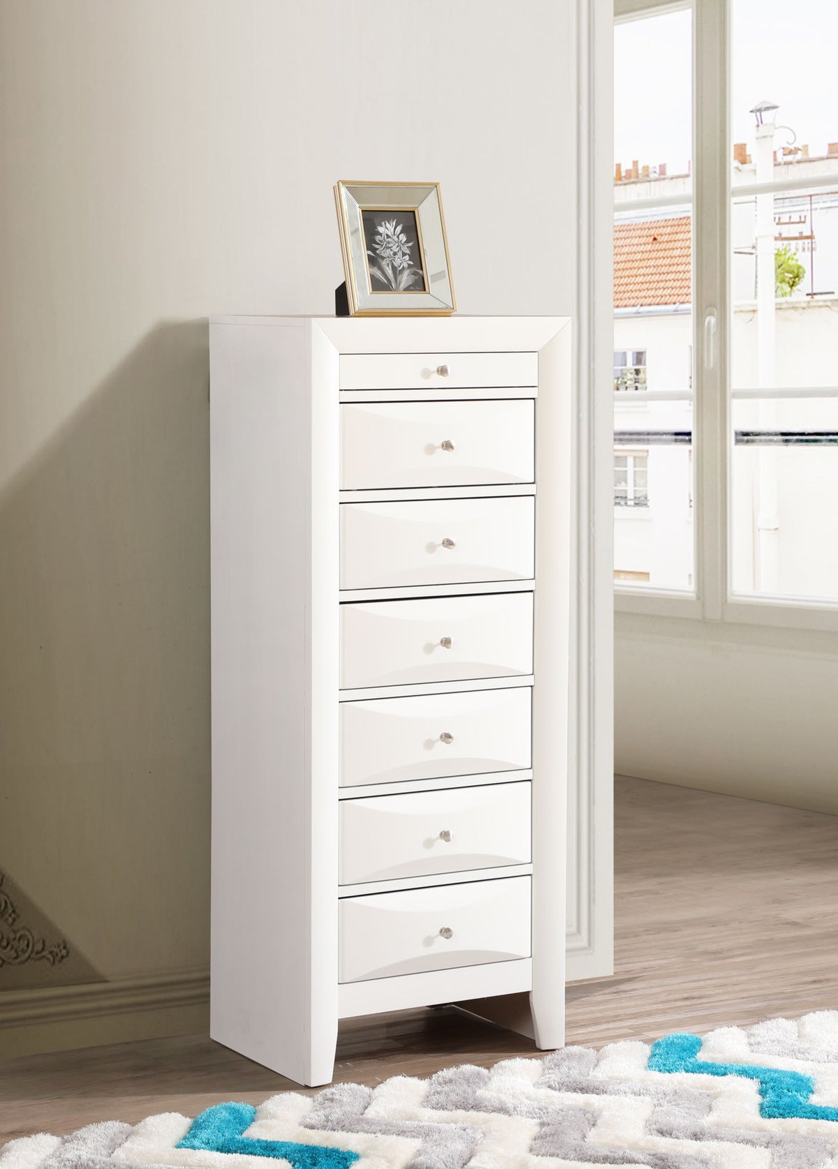 7-drawer lingerie chest, white finish with chrome knobs, HouseOfZazla on Tampa Home & Garden Store