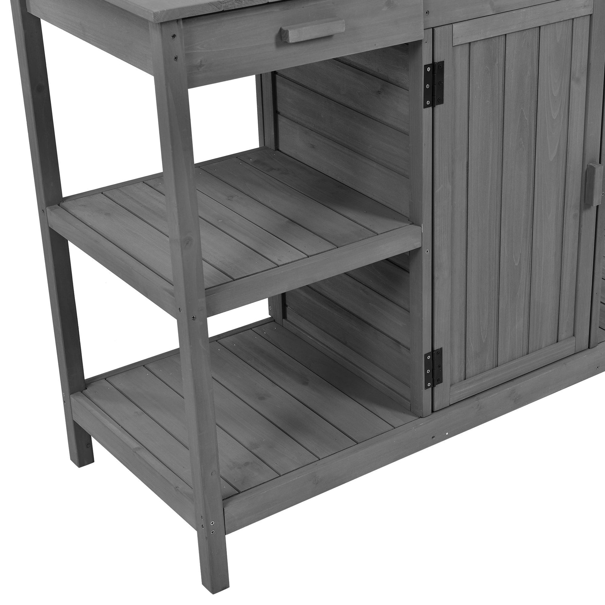 Topmax 66'' Farmhouse wooden potting bench with drawer and shelf, gray finish HouseOfZazla on Tampa Home & Garden Store