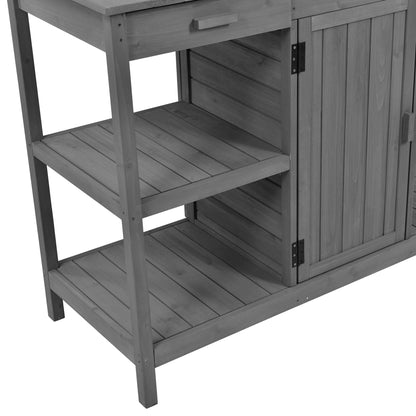 Topmax 66'' Farmhouse wooden potting bench with drawer and shelf, gray finish HouseOfZazla on Tampa Home & Garden Store