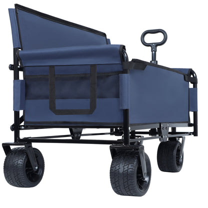 3-in-1 Convertible Folding Wagon Cart blue with bench seat and storage by HouseOfZazla on Tampa Home & Garden Store