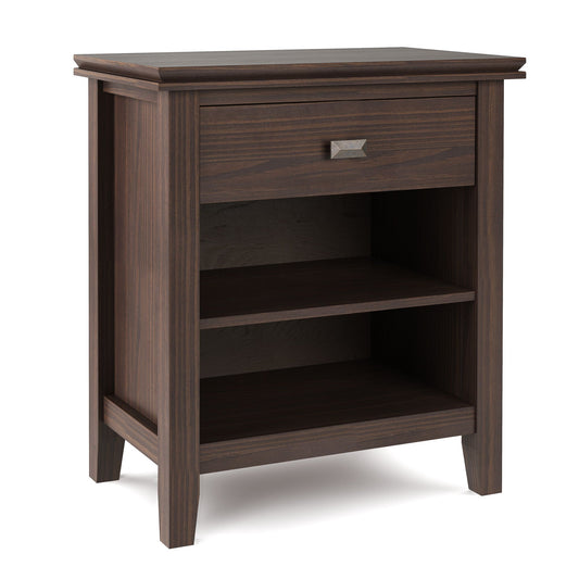Walnut Wood Bedside Table With Shelf and Drawer