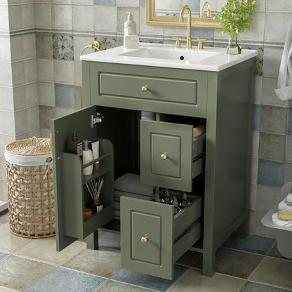 Elegant Bathroom Vanity Ceramic Sink and Drawers