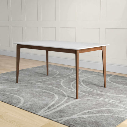 Levi Modern Style Rectangular Dining Kitchen Table with white tabletop and warm wood legs on Tampa Home & Garden Store
