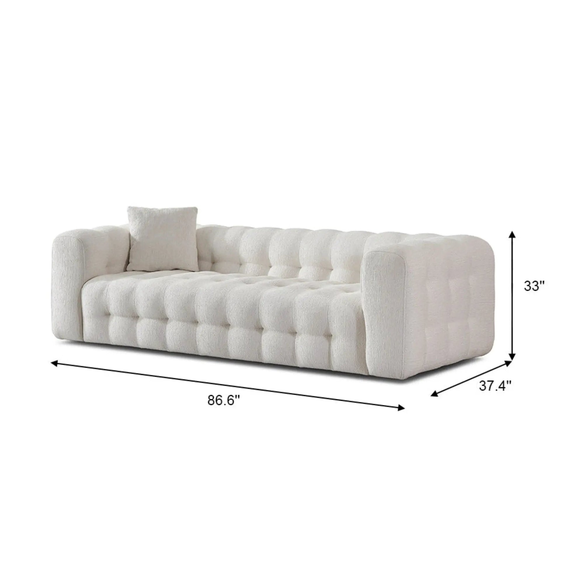 Eden Modern Tufted Chesterfield Sofa white plush upholstery 86.6in long by Unique Piece on Tampa Home & Garden Store