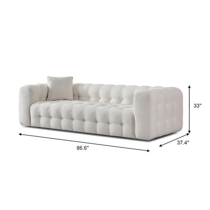 Eden Modern Tufted Chesterfield Sofa ivory boucle by HouseOfZazla, tufted cushions 86.6" long on Tampa Home & Garden Store