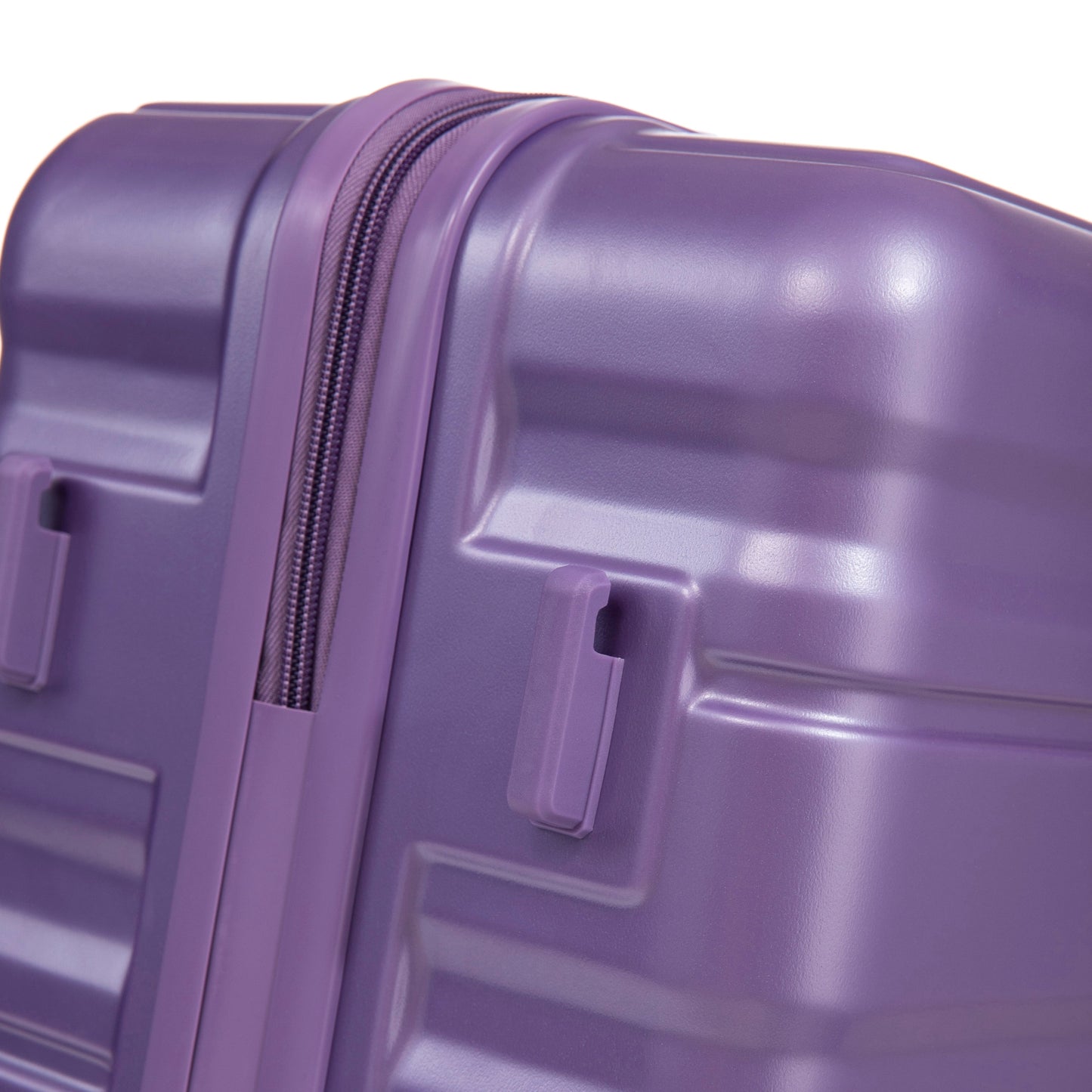 Purple HIFINE Tourist 3-Piece ABS luggage set closeup of zipper and shell by HouseOfZazla on Tampa Home & Garden Store