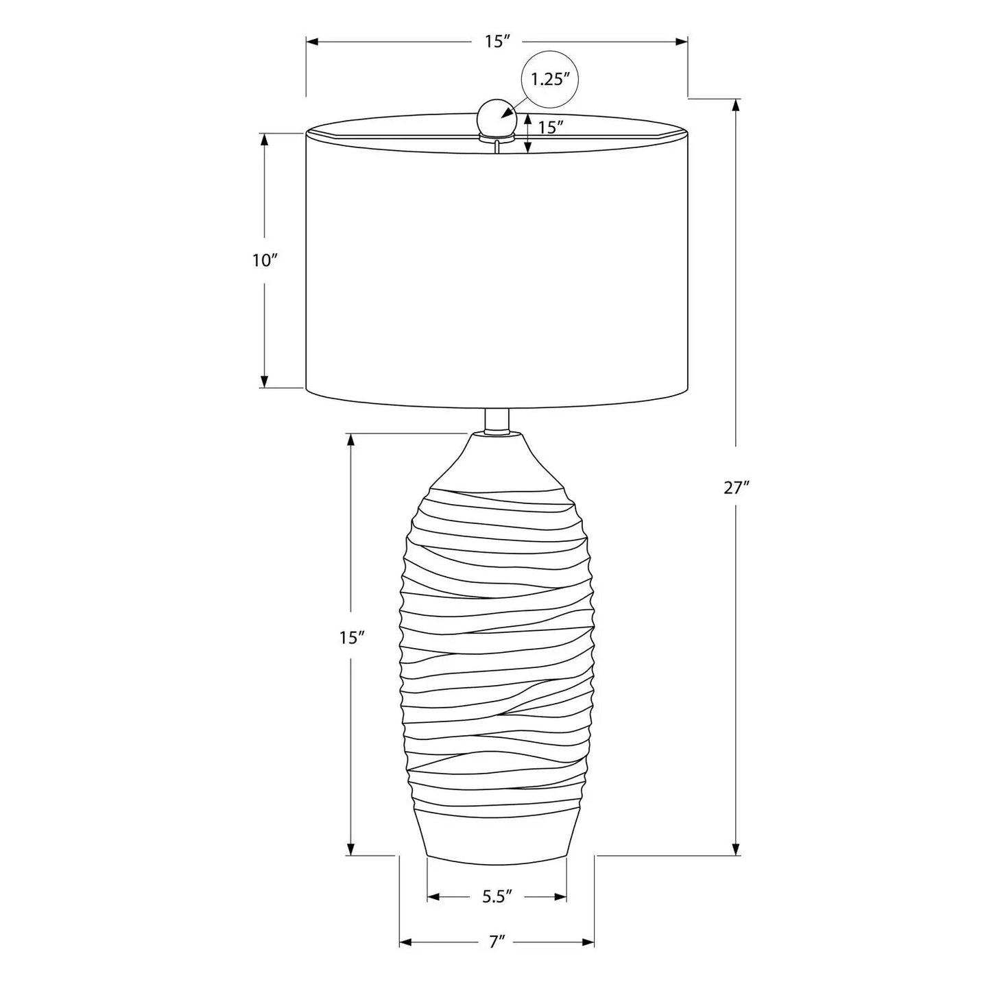 Table lamp with ribbed gray/cream resin base and drum shade by Unique Piece Furniture on Tampa Home & Garden Store