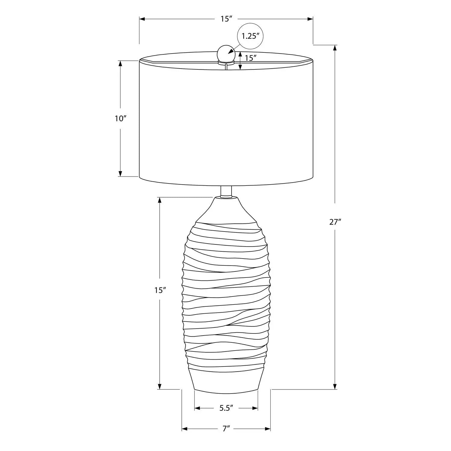 Table lamp with ribbed gray/cream resin base and drum shade by Unique Piece Furniture on Tampa Home & Garden Store