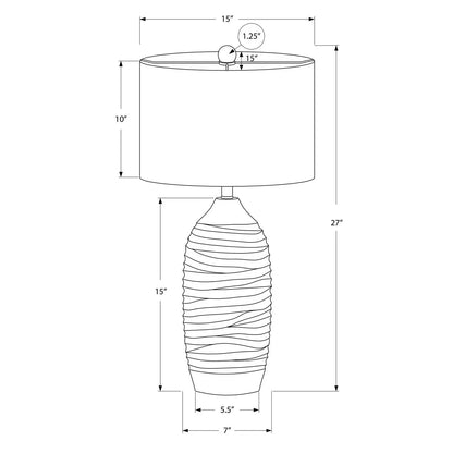 Table lamp with ribbed gray/cream resin base and drum shade by Unique Piece Furniture on Tampa Home & Garden Store