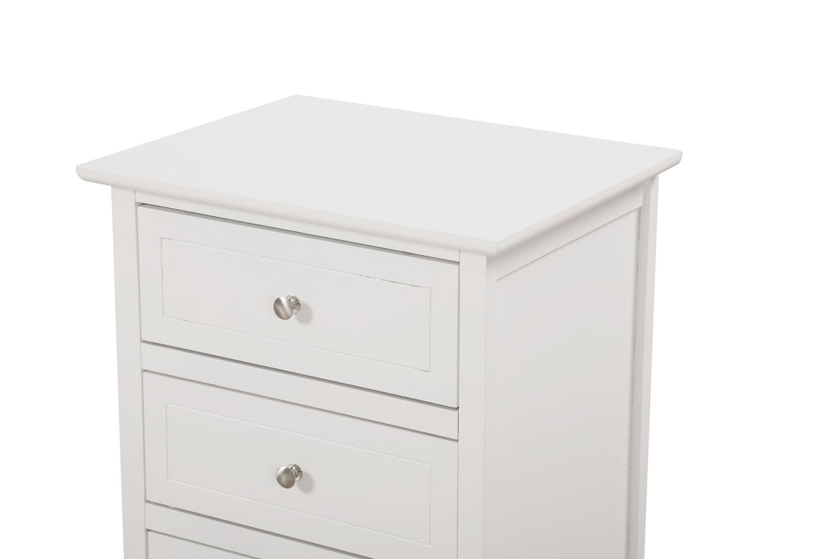 3 Drawer Nightstand in white finish with metal knob handles, accent furniture by HouseOfZazla on Tampa Home & Garden Store