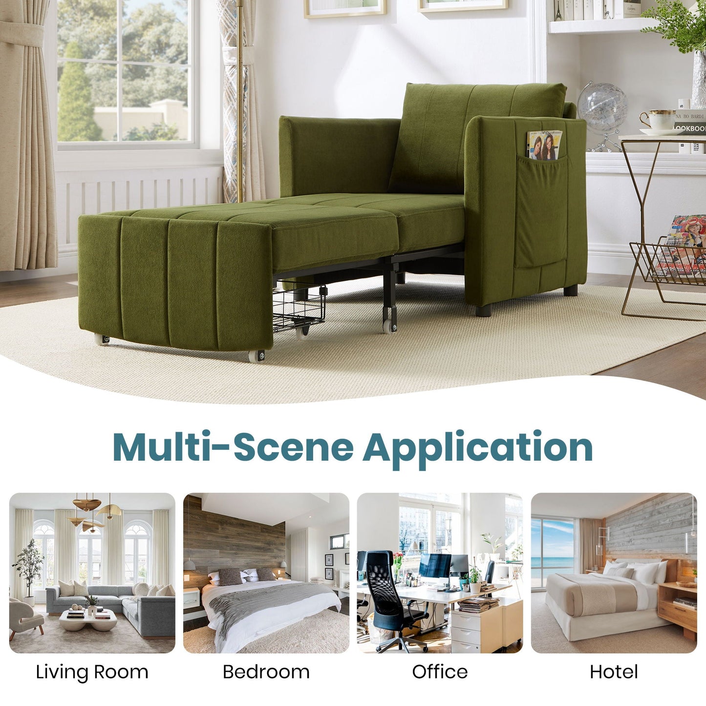 Convertible Sleeper Sofa and Storage Pockets
