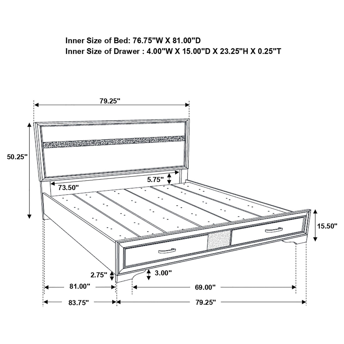 Storage Platform Bed 2-Drawer with slatted bed surface and drawers by HouseOfZazla on Tampa Home & Garden Store