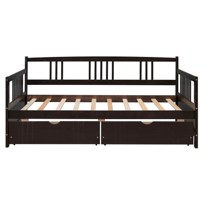 Multifunctional modern daybed with dark espresso finish and two storage drawers on Tampa Home & Garden Store