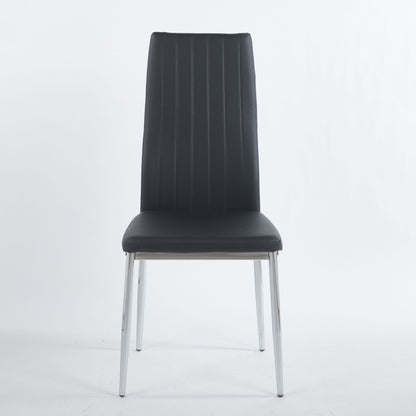 Minimalist black dining chair set of 4 with vertical channel stitching and chrome legs on Tampa Home & Garden Store