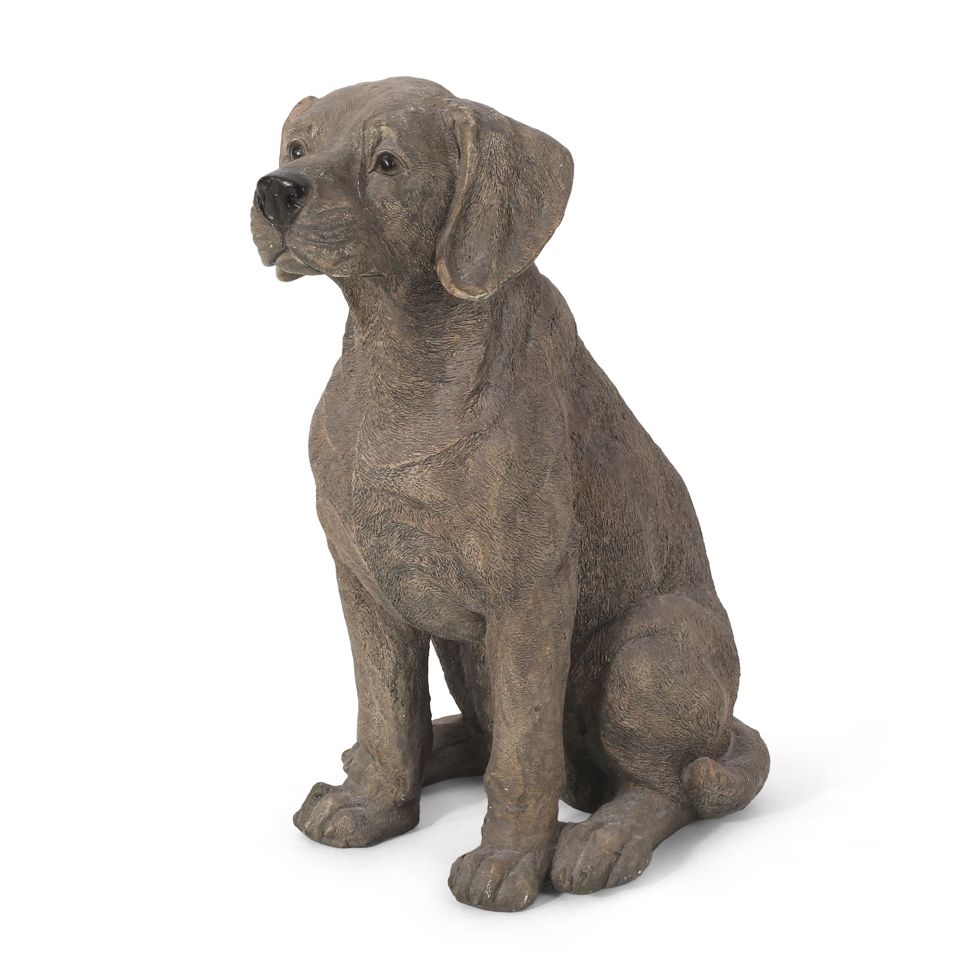 MGO Dog Decor outdoor dog statue brown textured finish for garden on Tampa Home & Garden Store