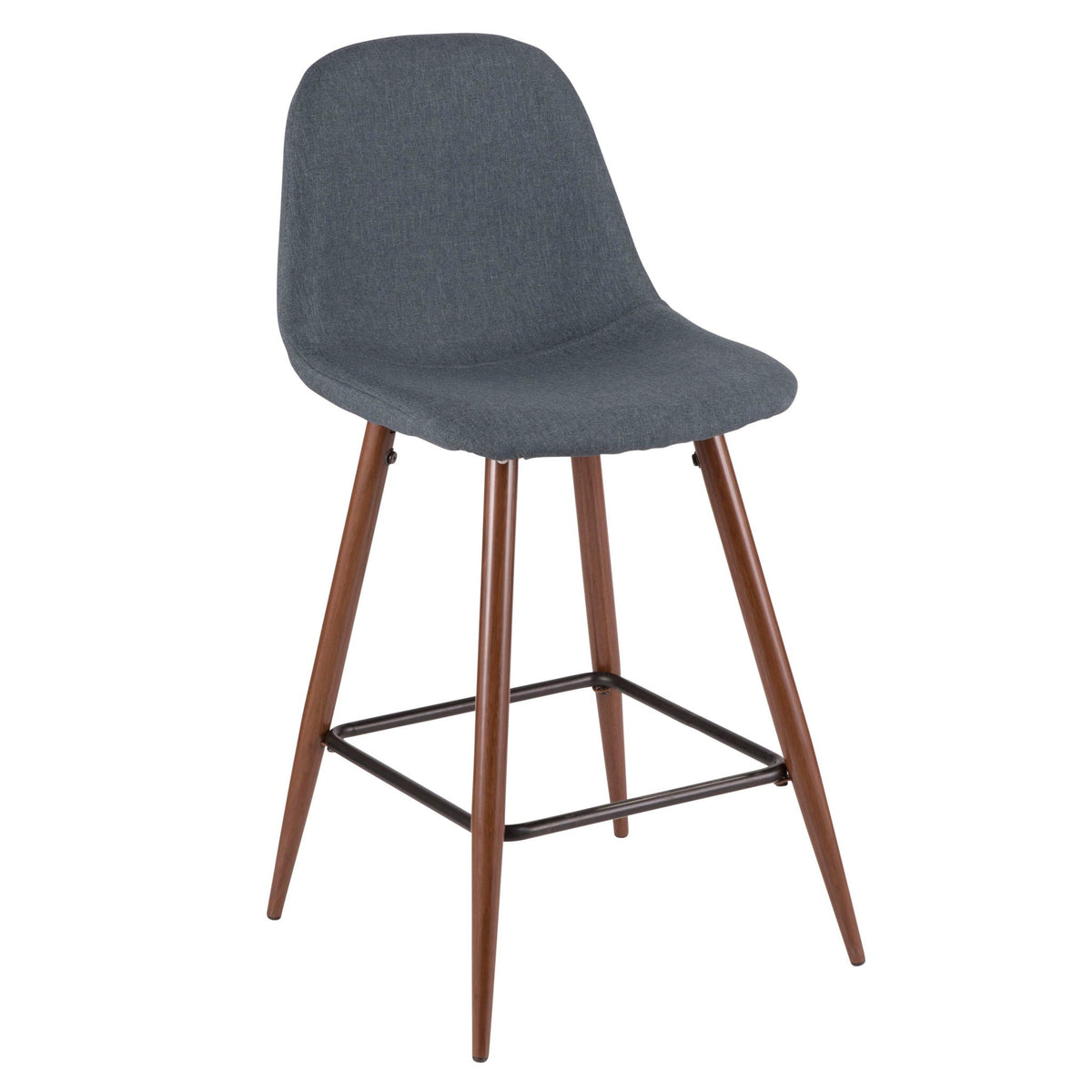 Counter stools with blue upholstery, midcentury modern, wooden legs by HouseOfZazla on Tampa Home & Garden Store