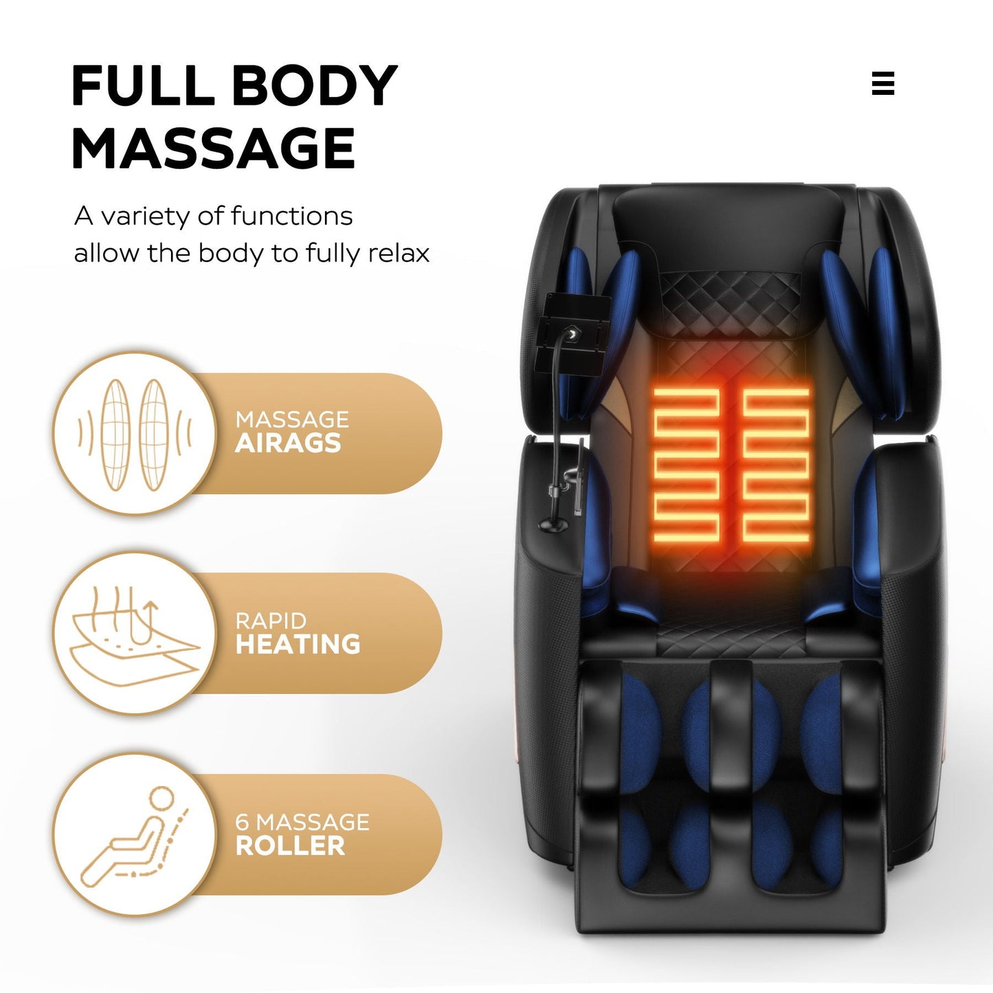 Massage Chair Recliner by HouseOfZazla in black with zero gravity and body air pressure on Tampa Home & Garden Store