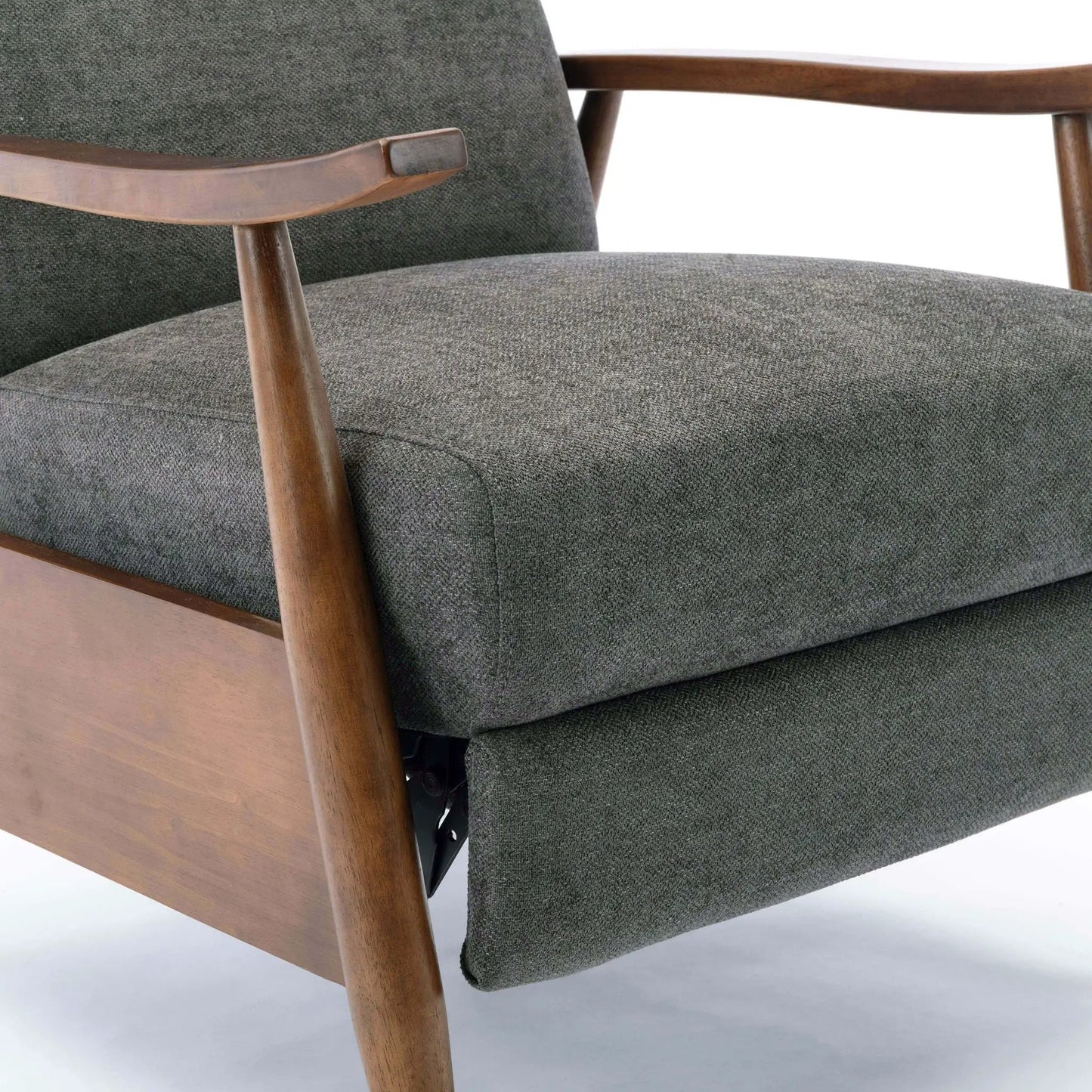 Sarasota - Arm Push Back Recliner by Unique Piece Furniture, dark grey fabric, wooden frame on Tampa Home & Garden Store