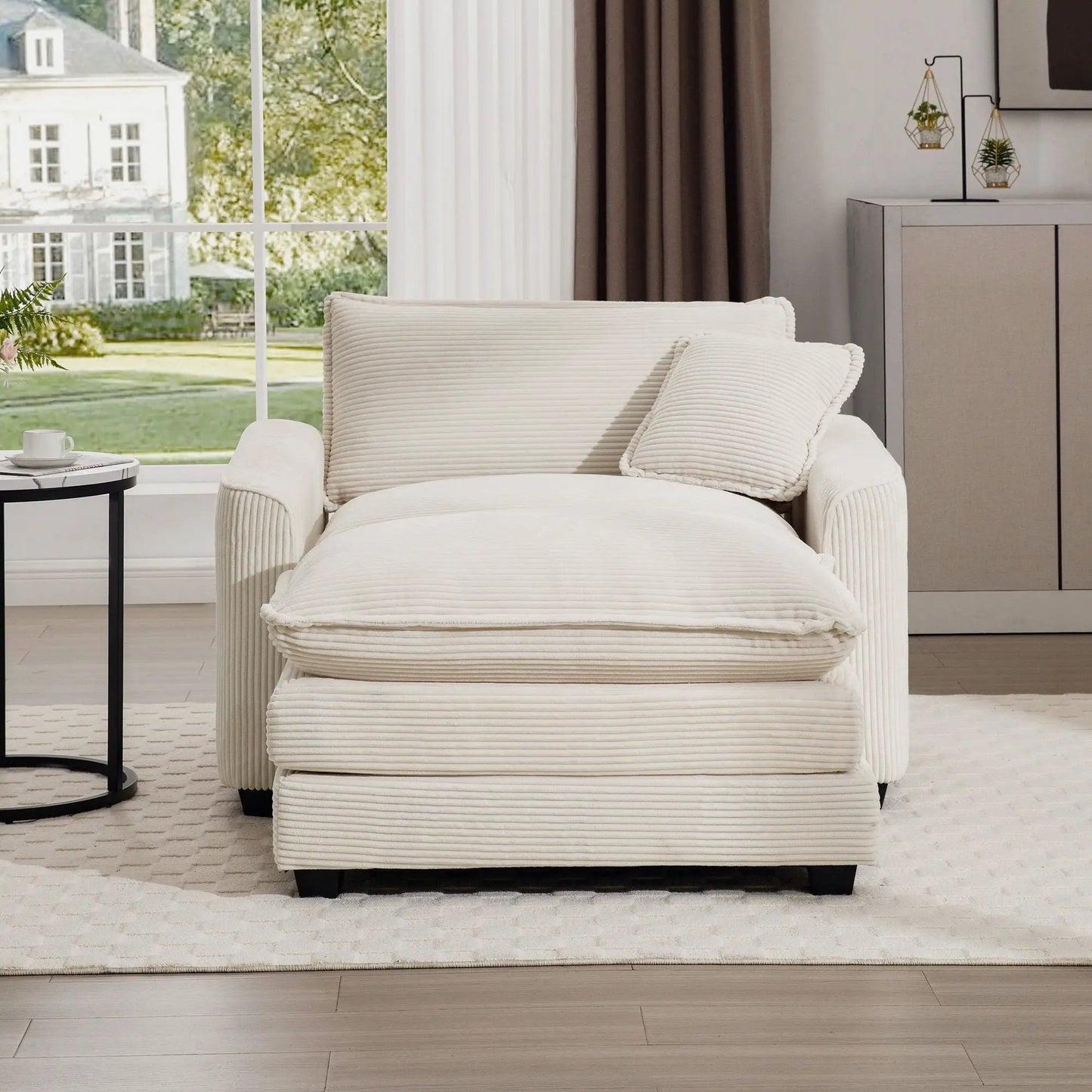Classic Modern Comfortable Chair With Footstool