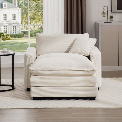 Classic Modern Deep Seat Chair and Footstool Set