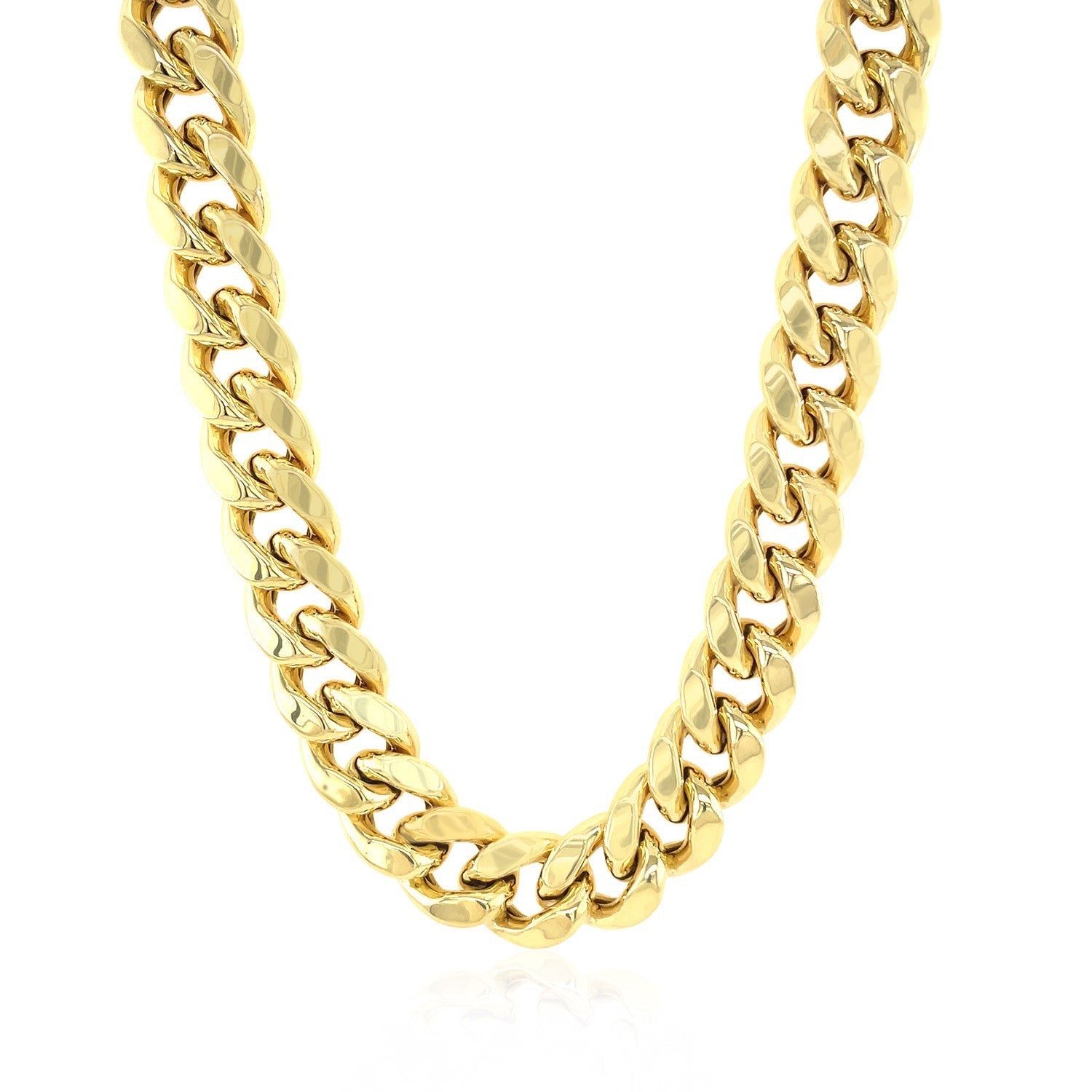 14k yellow gold Miami Cuban chain necklace, 10.5mm, bold curb links on Tampa Home & Garden Store