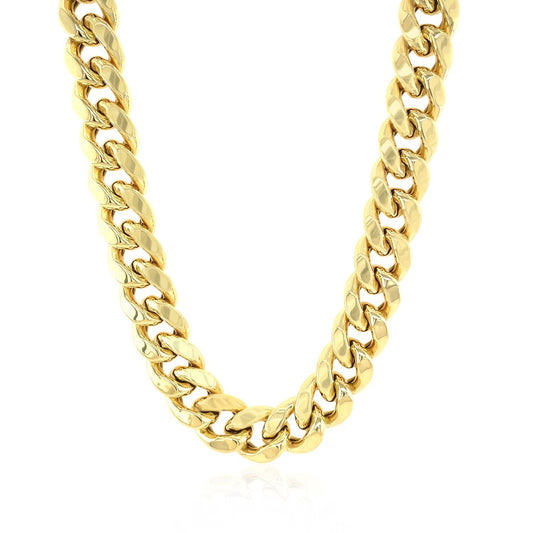 14k yellow gold Miami Cuban chain necklace, 10.5mm, bold curb links on Tampa Home & Garden Store