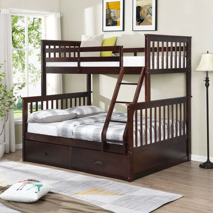 Sturdy Bunk Bed With Ladder and Guard Rails