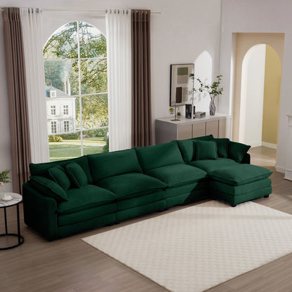 Modular cushion sofa with ottoman, deep seating, green fabric, HouseOfZazla 2-Piece on Tampa Home & Garden Store