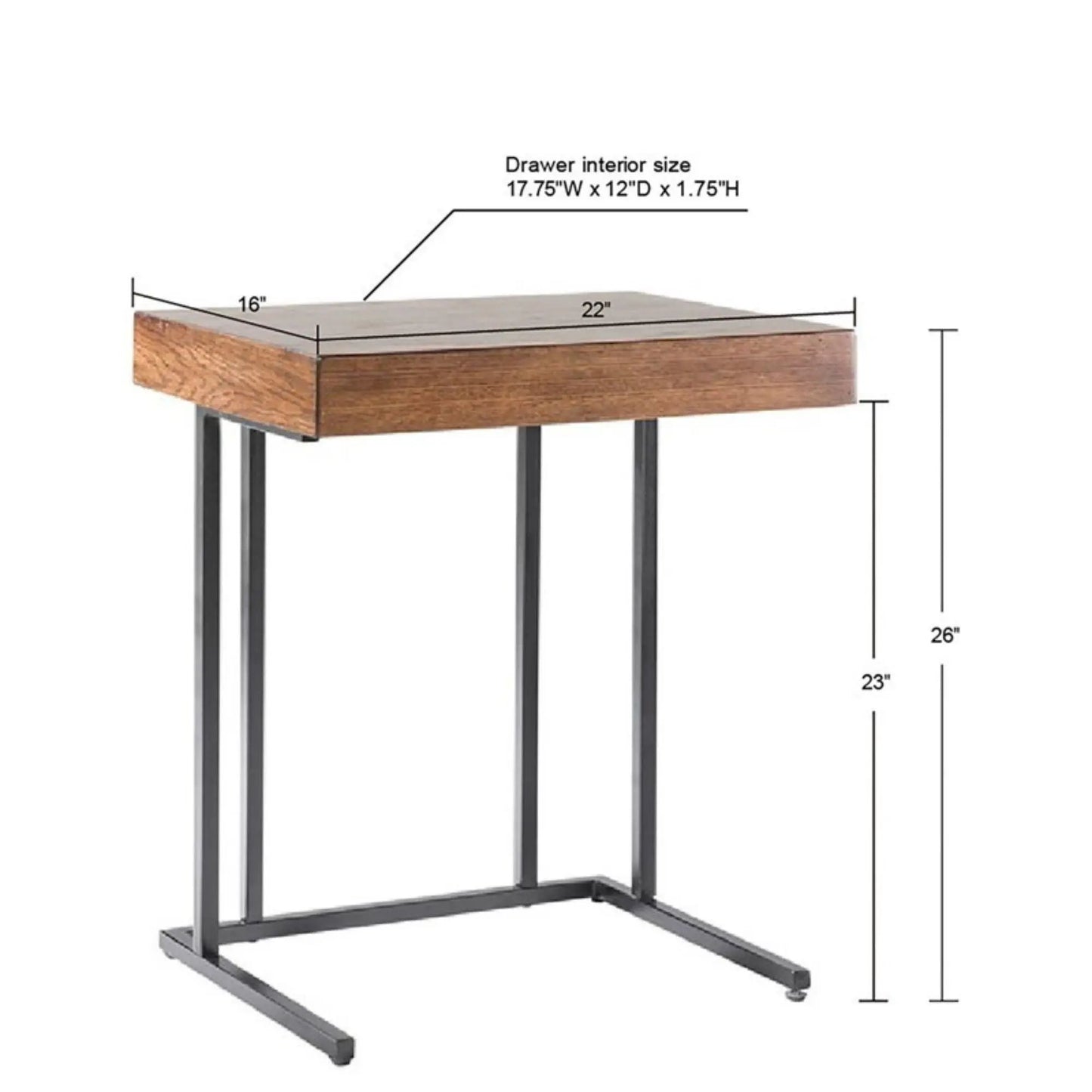 Wynn Pull up Table with Storage Compartment Pecan