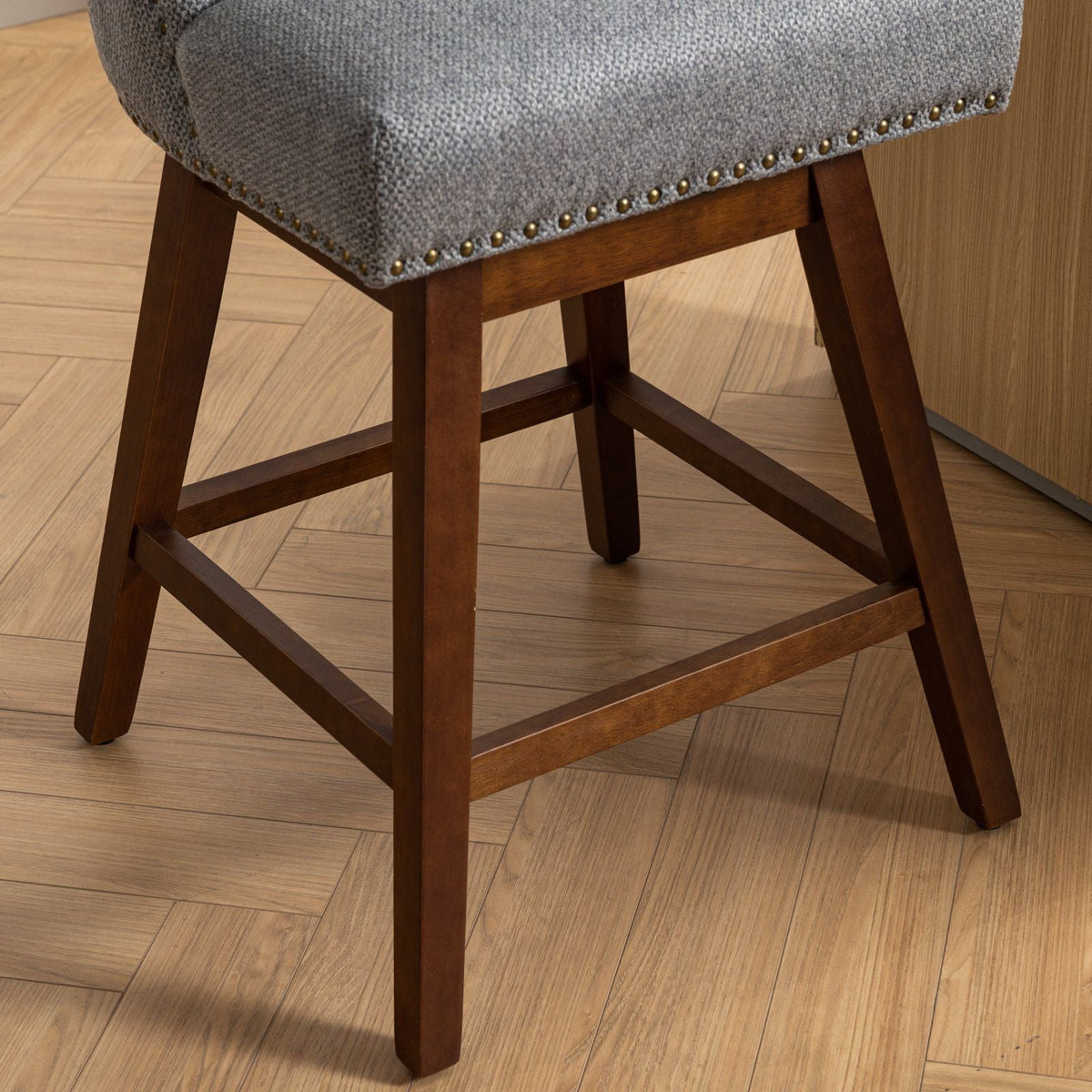 Counter height swivel barstools, set of 2, gray tweed upholstery with wood legs HouseOfZazla on Tampa Home & Garden Store