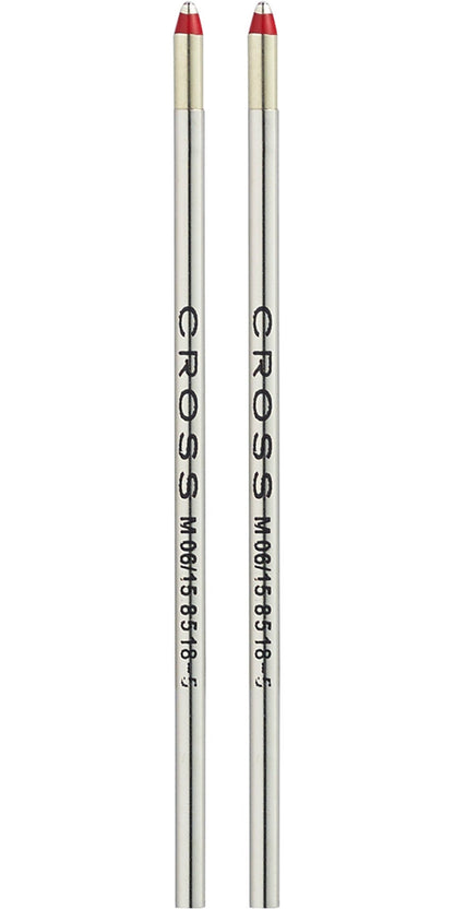 Mini ballpoint pen refill, red tip, medium point, dual pack, A.T. Cross, silver barrels on Tampa Home & Garden Store