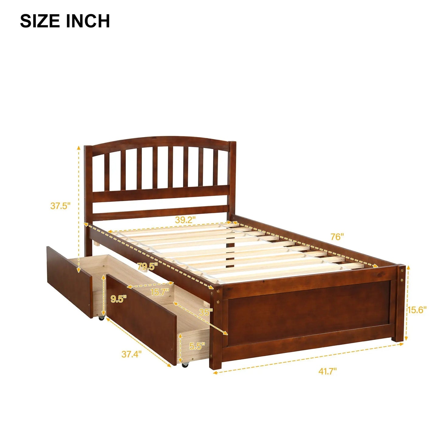Wood Platform Storage Bed With Two Drawers