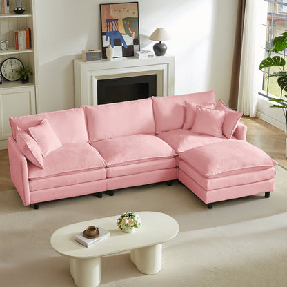 L Shaped Modular Sectional Sofa and Ottoman