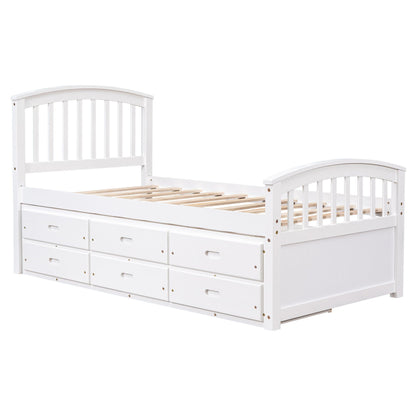 Platform storage bed solid wood white with 6 drawers by HouseOfZazla on Tampa Home & Garden Store