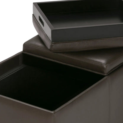 Avalon Upholstered Storage Ottoman With Trays