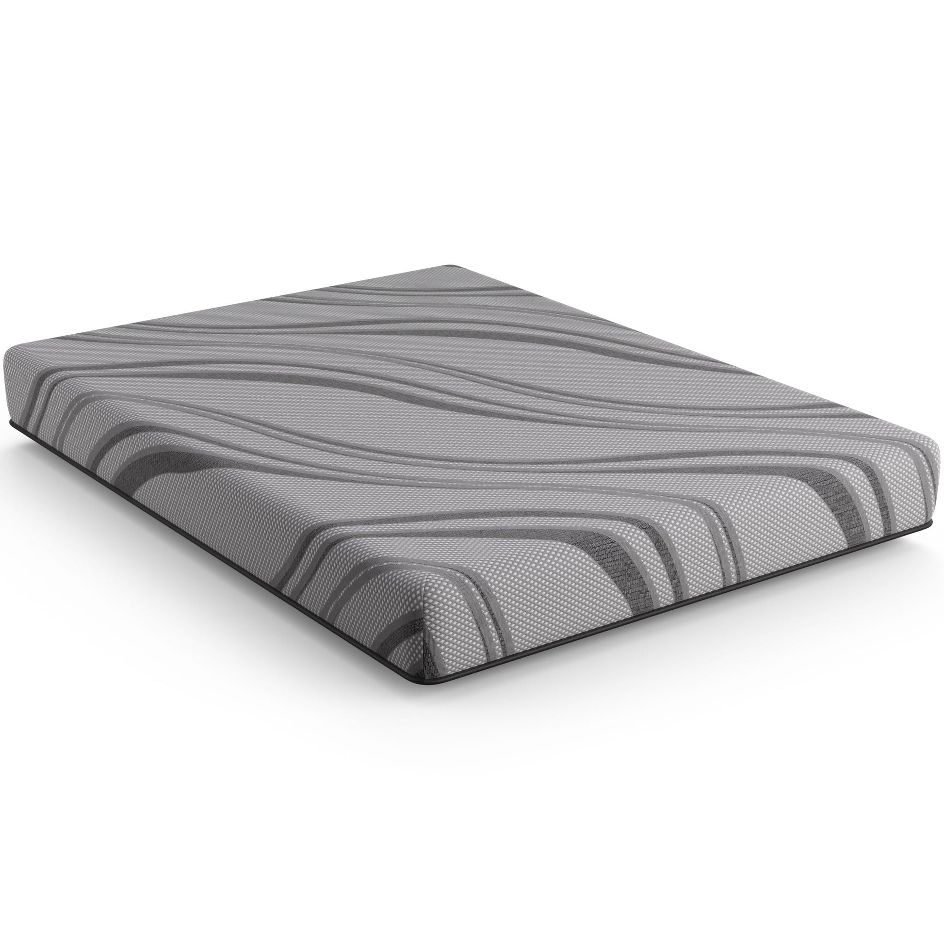 Bib Nl 8in Pro Gel Foam Firm Hybrid Mattress by HouseOfZazla gray striped cover on Tampa Home & Garden Store