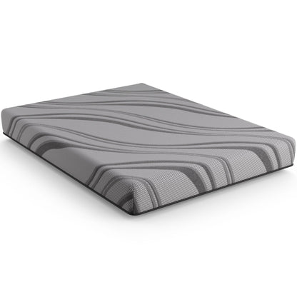 Bib Nl 8in Pro Gel Foam Firm Hybrid Mattress by HouseOfZazla gray striped cover on Tampa Home & Garden Store