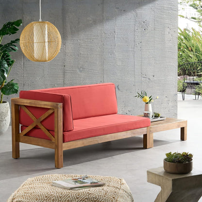 Brava X Back Corner Bench with Coffee Table red outdoor 2-piece set by HouseOfZazla on Tampa Home & Garden Store