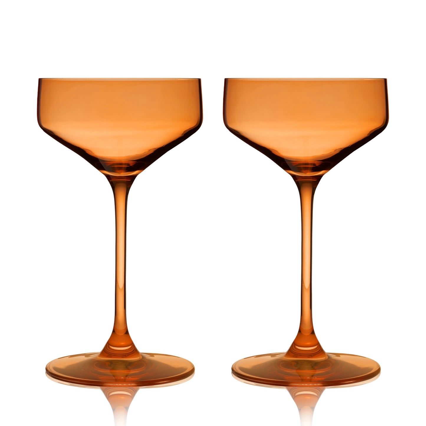 Amber Crystal Coupe Glasses and Cocktailware