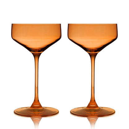 Amber Crystal Coupe Glasses and Cocktailware