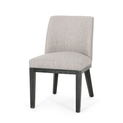 Modern dining chair set HouseOfZazla in grey fabric with black wood legs set of 2 on Tampa Home & Garden Store