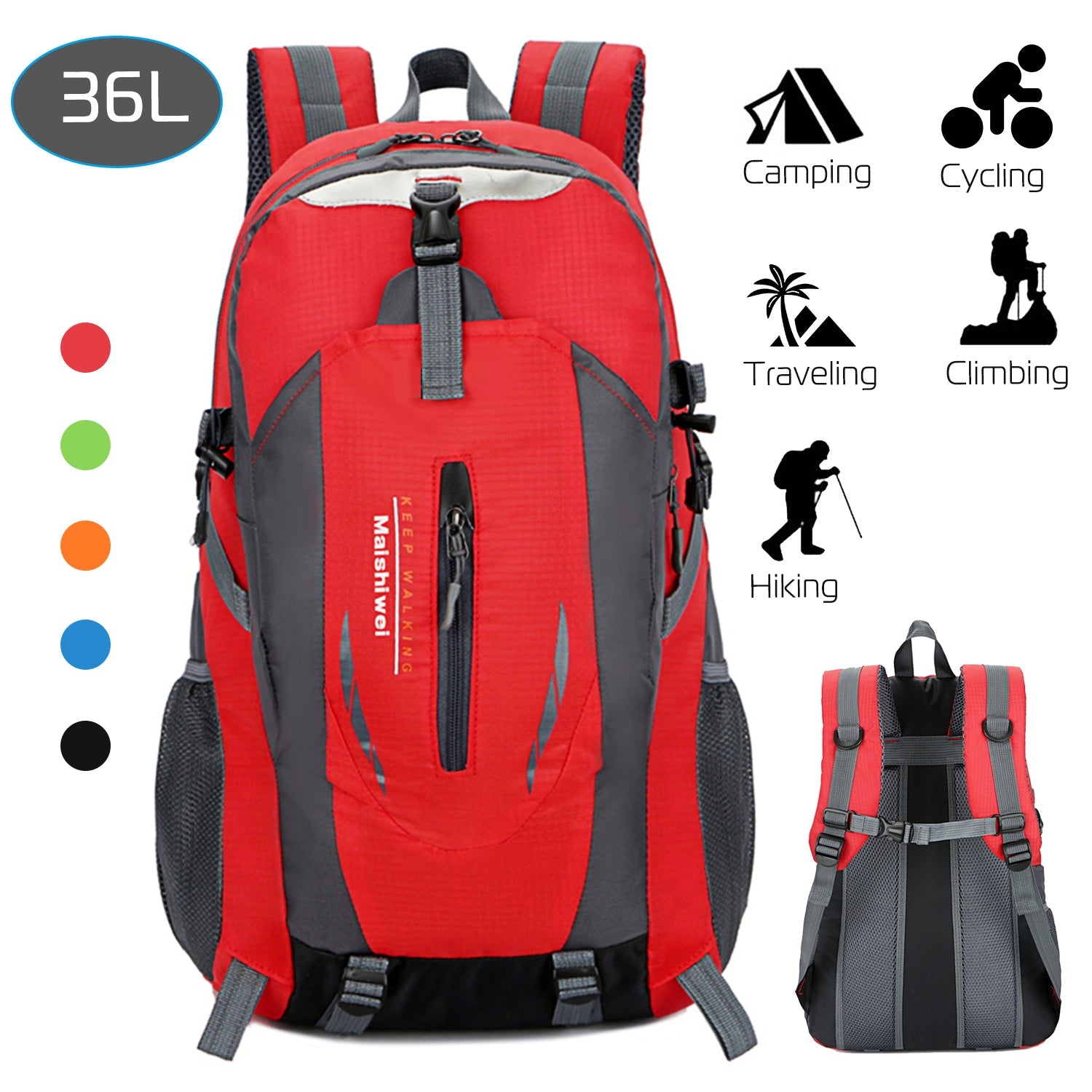 36L Outdoor Backpack waterproof daypack by GemGear in red with gray panels for hiking on Tampa Home & Garden Store