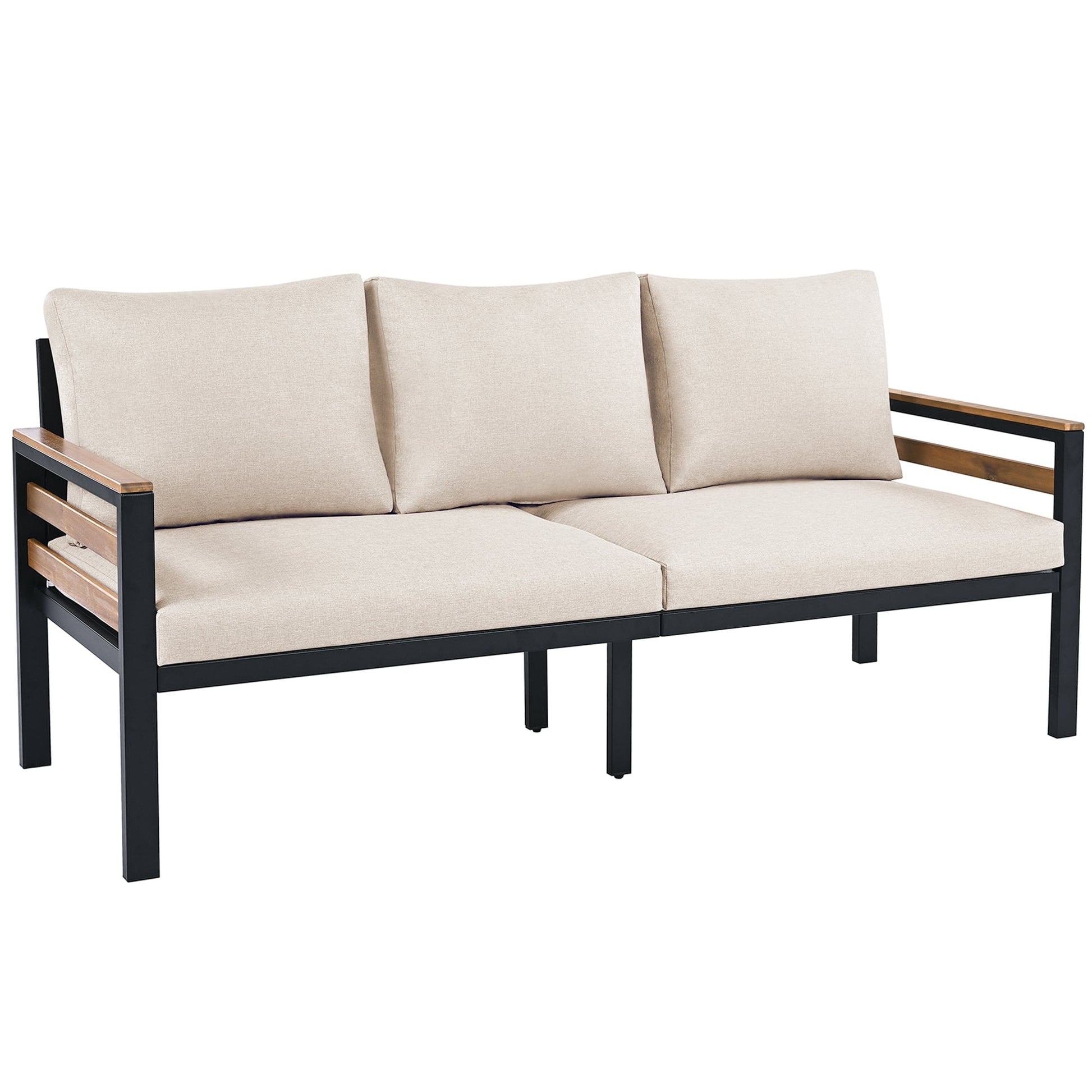 Go 4-Piece Outdoor Sofa Set beige cushions with black frame by HouseOfZazla on Tampa Home & Garden Store