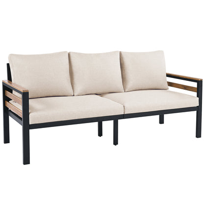 Go 4-Piece Outdoor Sofa Set beige cushions with black frame by HouseOfZazla on Tampa Home & Garden Store