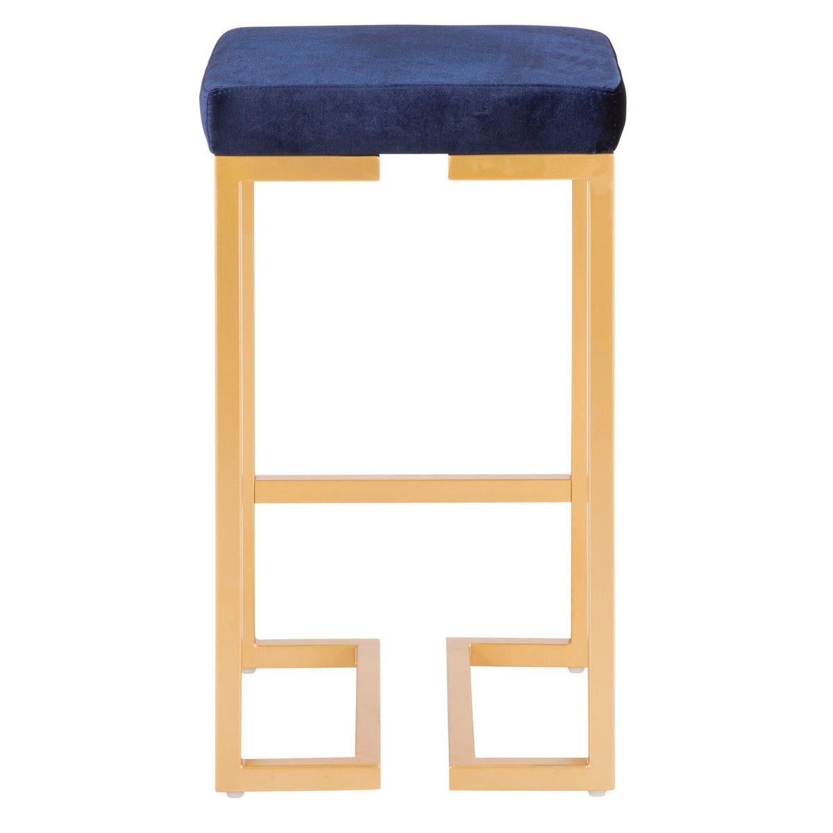 Midas contemporary glam counter stools blue velvet padded seats and gold legs set of 2 on Tampa Home & Garden Store