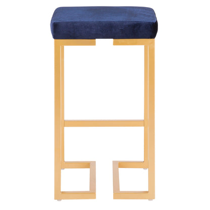 Midas contemporary glam counter stools blue velvet padded seats and gold legs set of 2 on Tampa Home & Garden Store